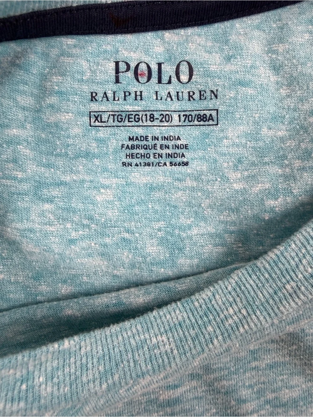 Polo by Ralph Lauren Heather Aqua Short Sleeve‎ Crew Tee with Navy Pony